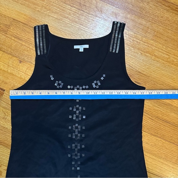 Gap Womens Chiffon Tank Top Blouse Small  Black Embellished Career Layering (b3 - Picture 5 of 8